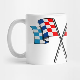 Checked racing car flag (Blue, Red, Light Blue Color) Mug